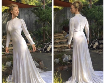 Ivory Silk Velvet Wedding Gown 1930s
