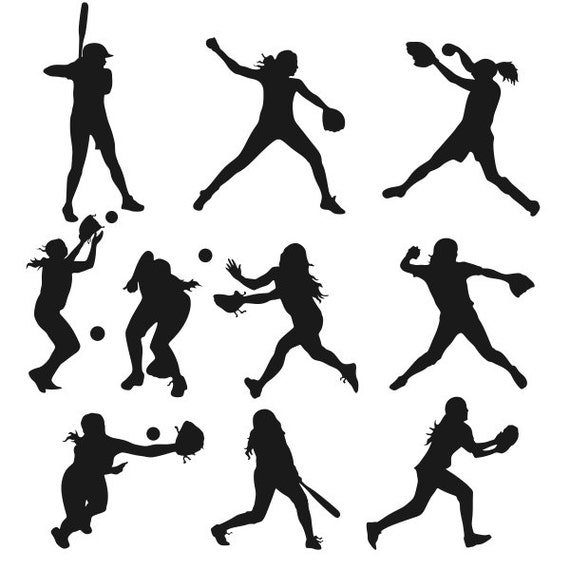 Download Softball Girls Figures Cuttable Designs SVG DXF EPS use with
