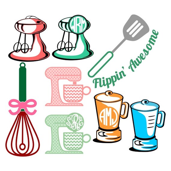 Download Kitchen Food Cooking Designs Monogram Cuttable Pack SVG DXF