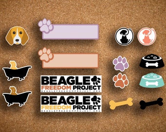 Beagle Freedom Project Charity Pet Sampler Planner Stickers for Inkwell Press Planner, Erin Condren, Plum Paper IWP-BFPS1