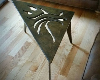 Triangle corner table, coffee table, one of a kind coffee table,handcrafted wood,home decor,corner table