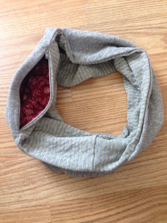 Infinity Scarf with Hidden Zipper Pocket by HarpinJay on Etsy