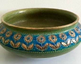 Stunning Gold/Green Rosenthal Netter Large Bowl -MINT-signed