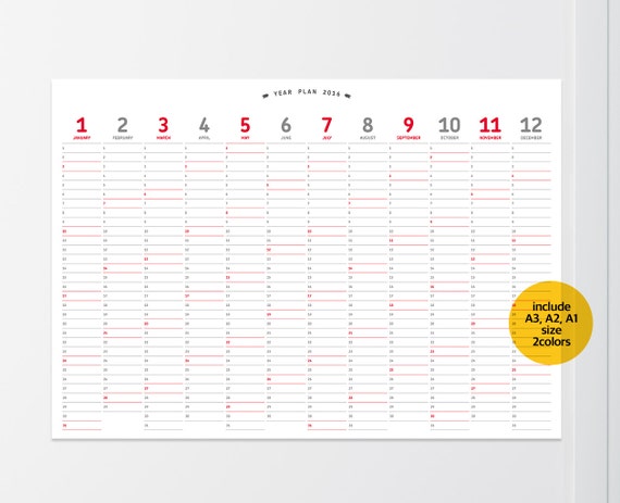 2016 Wall Calendar A1A2A3 Size Printable Calendar By