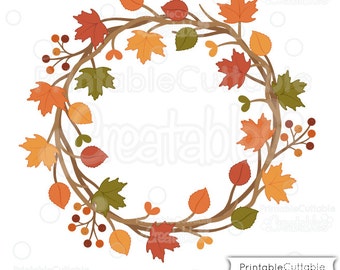 Autumn Wreath SVG Cut File & Clipart E206 - Includes Limited Commercial Use!