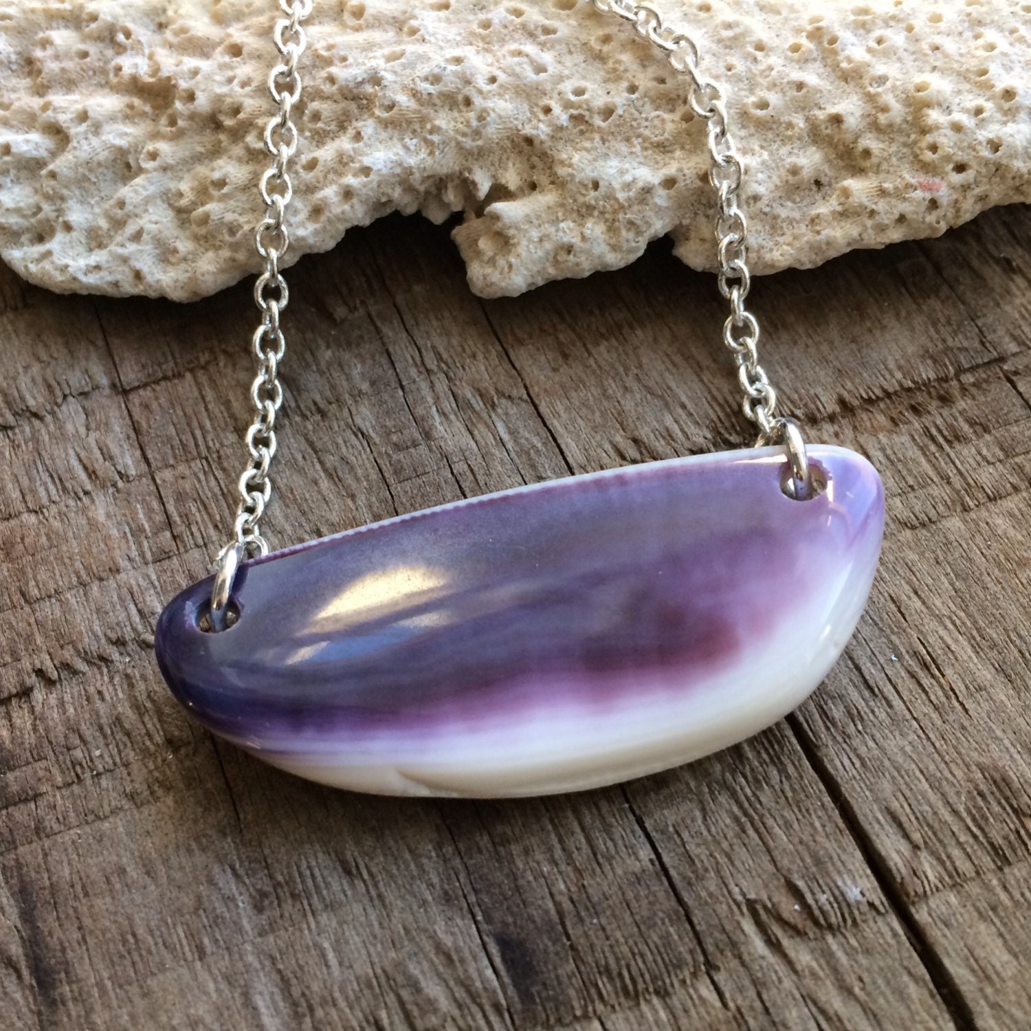 Wampum necklace Wampum Jewelry purple Natural Buzzards Bay