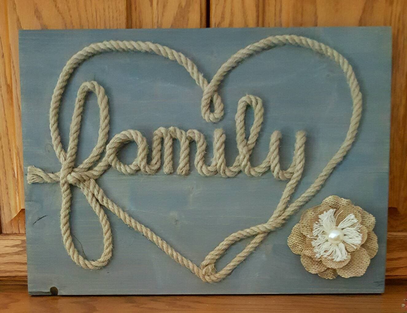 Rope sign. Family sign.burlap rope. Family rope sign. Wooden