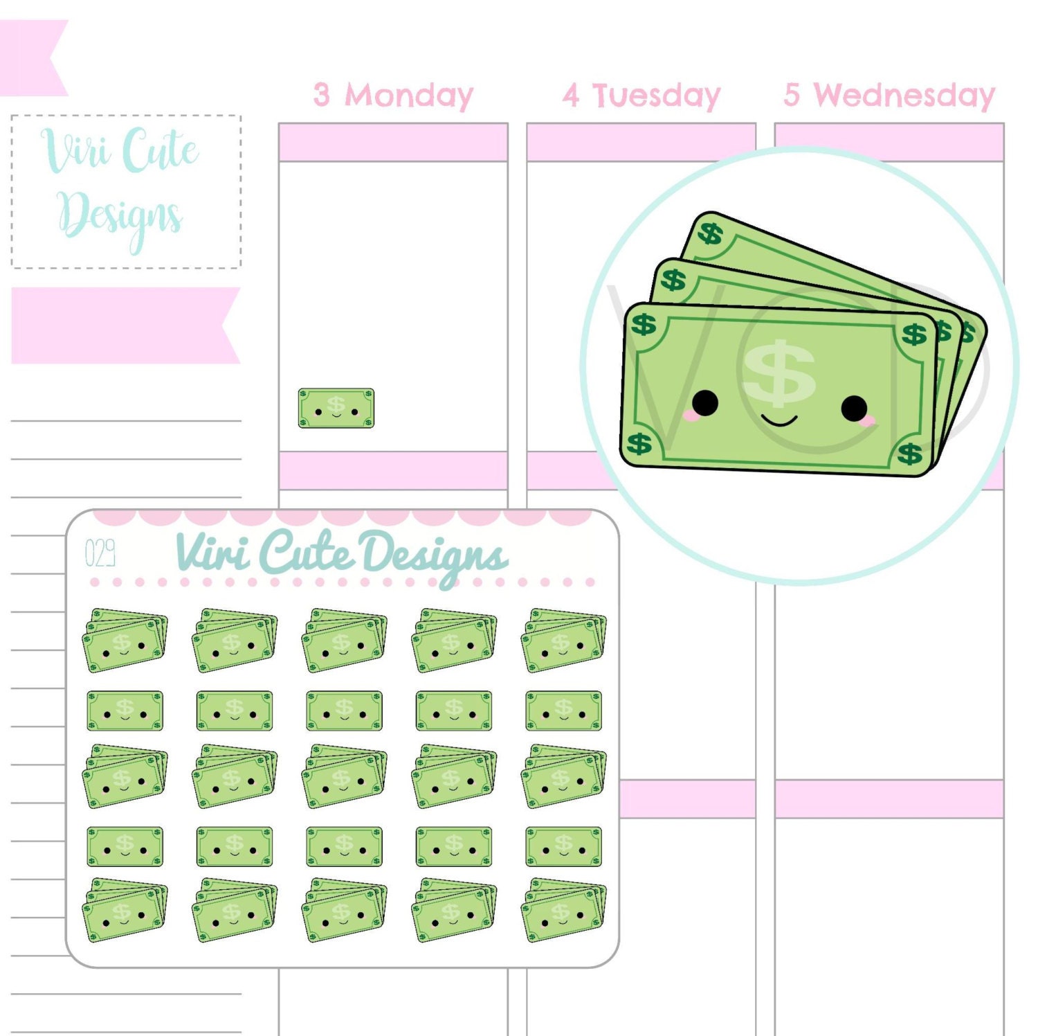 Kawaii Money Planner Stickers Money stickers finance