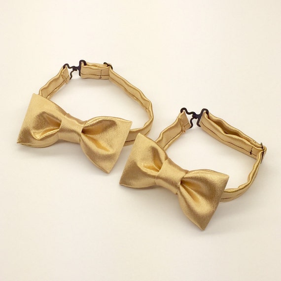 Gold Silk Bow tie Gold Bowtie Gold Christmas Bow tie