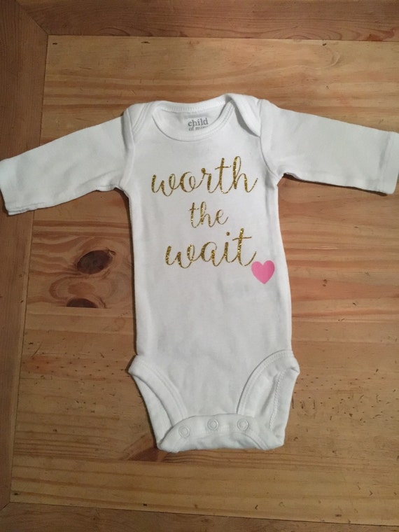 Worth the Wait baby girl onesie by SparklesNStardust on Etsy