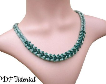 Crystal Pattern, DIY Necklace, Beading Tutorial, Necklace Pattern, Beadweaving Tutorial, Seed Bead Pattern, Jewelry Tutorial, "Emerald Glow"