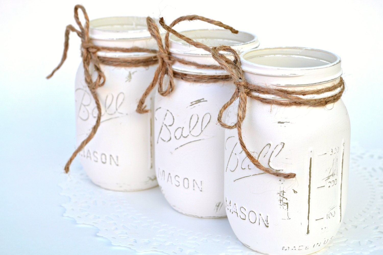 Painted Mason Jars White Mason Jars Bulk Mason Jars Wedding