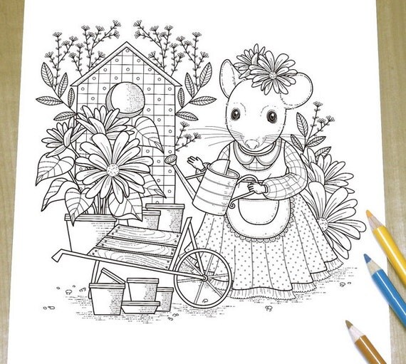 Download Adorable Mice Adult Coloring Page Print