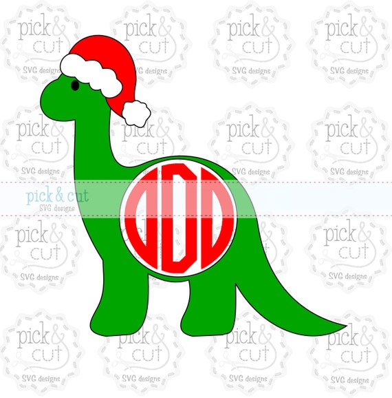 Christmas Dinosaur Monogram SVG DXF EPS by PickandCut on Etsy