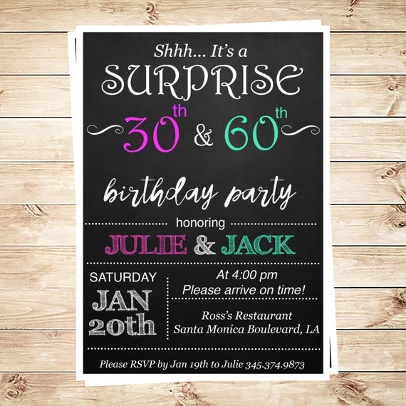 Joint birthday party invitations for adults by DIYPartyInvitation