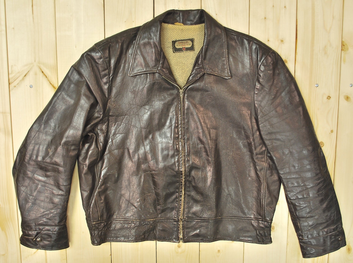 Vintage 1950's/60's Brown Leather Bomber Jacket Retro