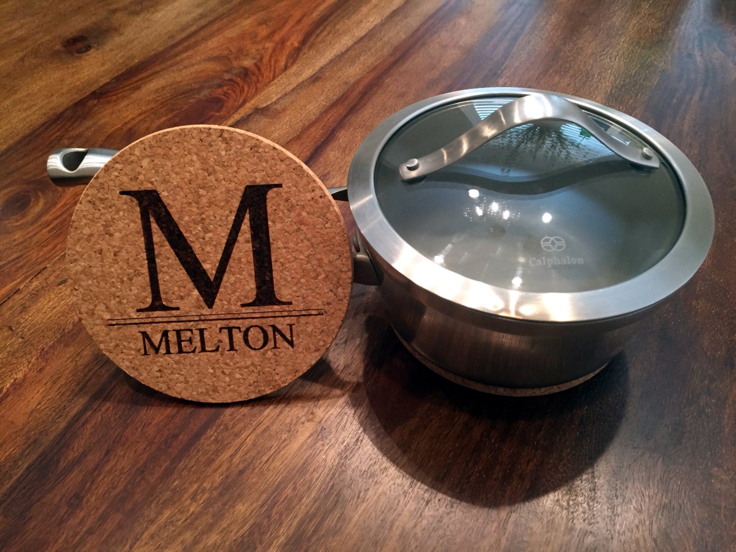 Personalized Engraved Cork Trivets / Hot Pads Set of 2