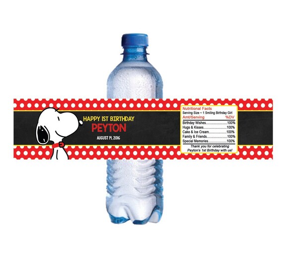 Snoopy Peanuts Water Bottle Labels Printable Digital DIY