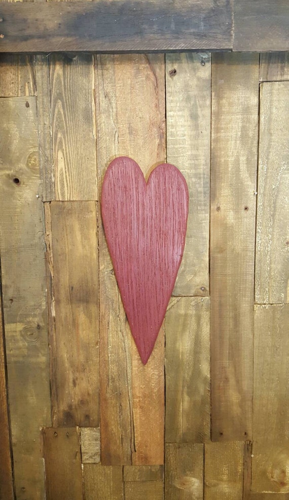 Primitive Distressed Wooden Heart..