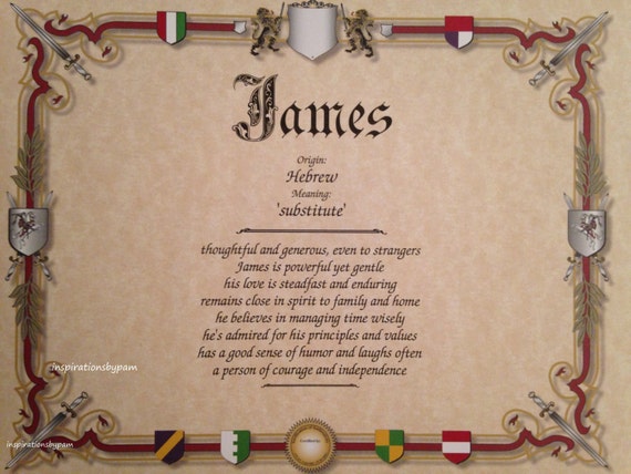 James First Name Meaning Art PrintName Meaning