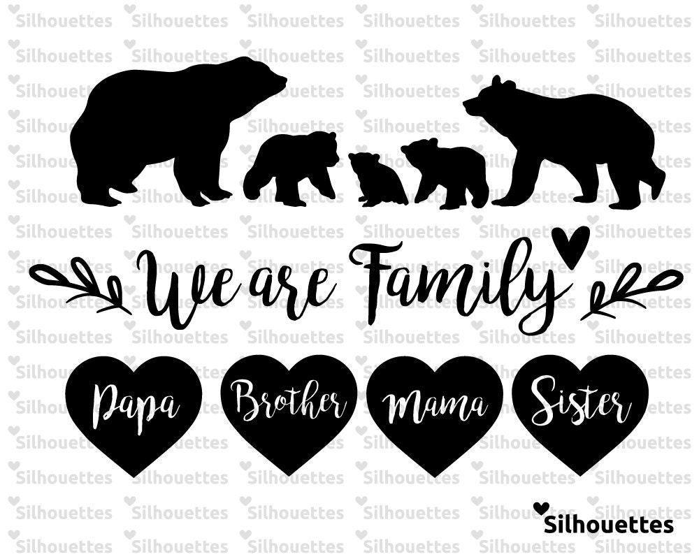 SVG We are family bear silhouette svg dxf eps jpg