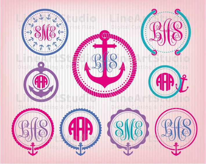 Download Circle Anchor Rope Monogram SVG Frames SVG Files Monogram