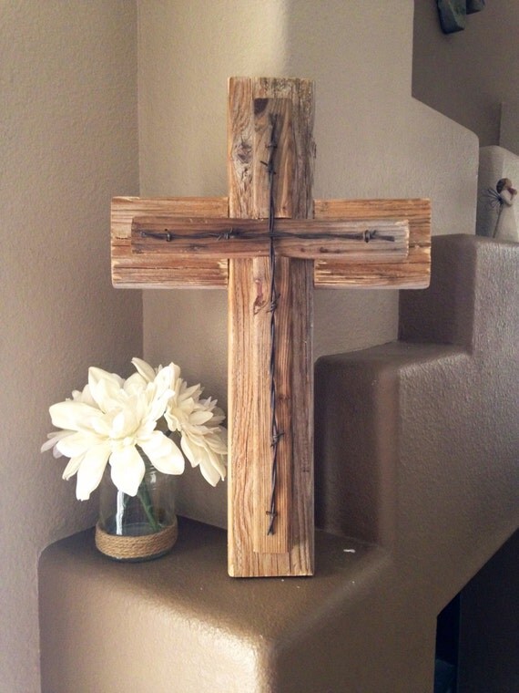 Rustic Wooden Wall Cross Decorative Cross by AroundTheBlockCrafts