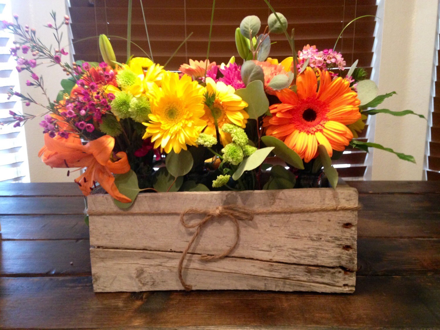 Rustic Wooden Storage Box Flower Holder Reclaimed Pallet Wood