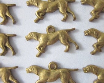 12 Vintage Brass Stampings/Charms, Hunting Dog, 14.5mm x 8mm