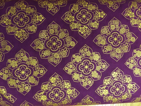 SALE Purple and Gold Fabric by JMGfabric on Etsy