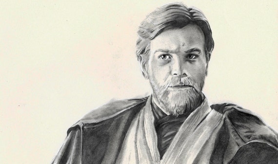 Items similar to The Brave, Obi Wan Kenobi, Ewan Mcgregor, graphite art ...