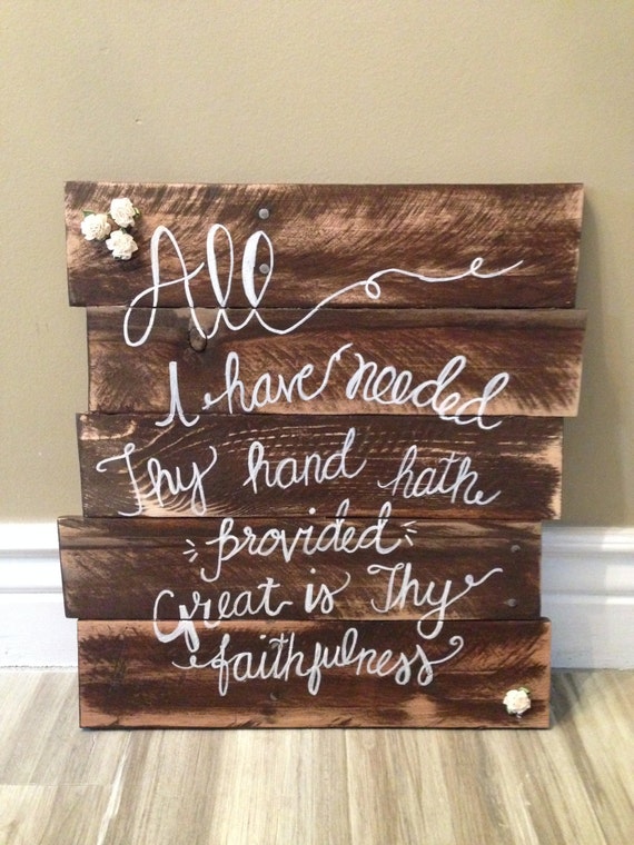 Items similar to Large, Wood sign, rustic, great is thy 