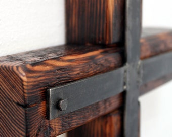 Cross of Reclaimed Wood and Steel