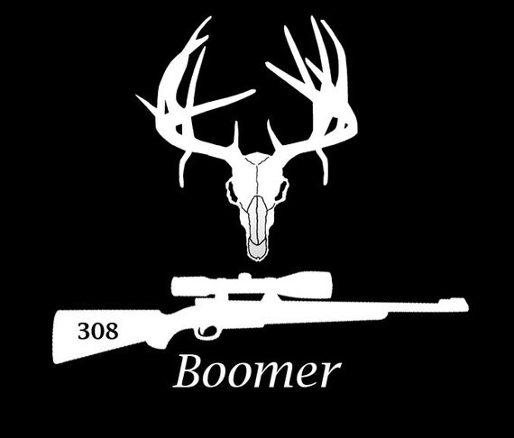 Custom Deer Skull and Gun Vinyl Decal