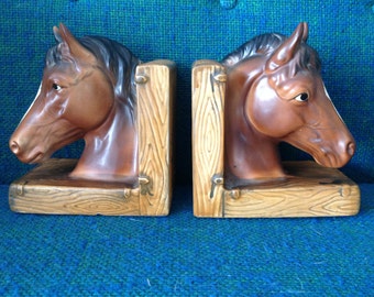 cast iron horse bookends
