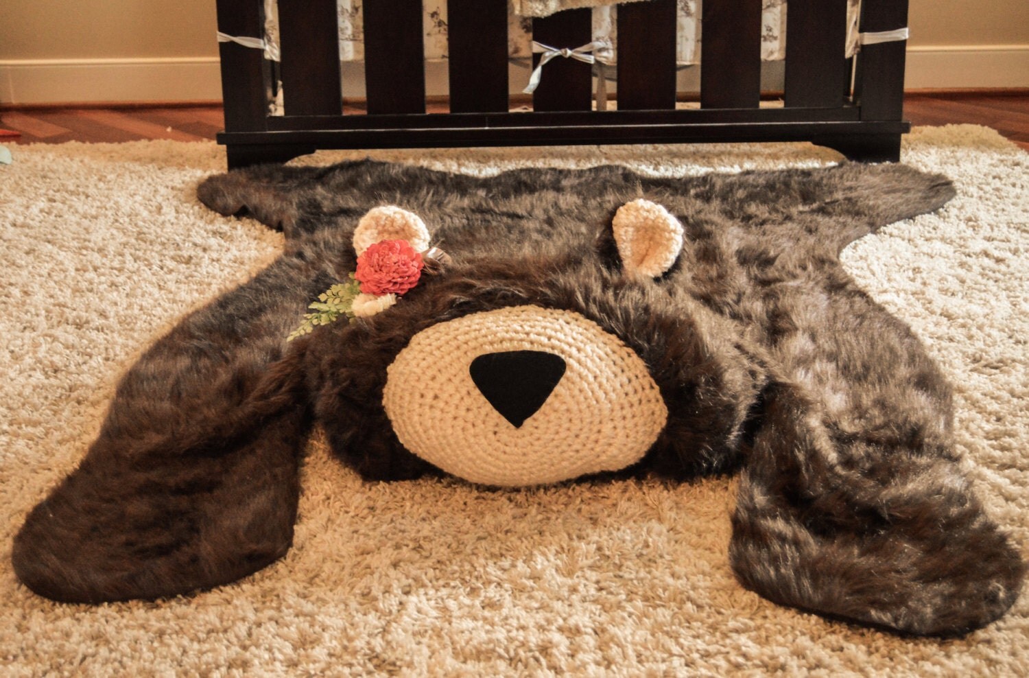 Woodland Nursery Rug / Bear Rug Girl / woodland by ClaraLoo