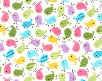 Urban Zoologie Minis Flannel SWEET baby birds by Anne Kelle for Robert Kaufman fabric AAKF-15308-287