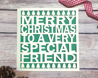 Special Friend Christmas Card, Papercut Christmas Card, Christmas Card Friends, Bestie Card, BFF Card, Christmas, Friends, Christmas Gift