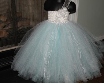 White and Lt. Blue Tutu Dress