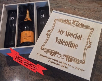 Valentine gift, Valentine present, Valentines day gift, for husband, for wife, for boyfriend, for girlfriend, romantic gift, Champagne box