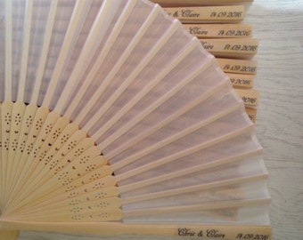 10 pack Personalised wedding favours; personalised wedding fan; personalised silk & wood hand fan for wedding favour; vintage wedding favour