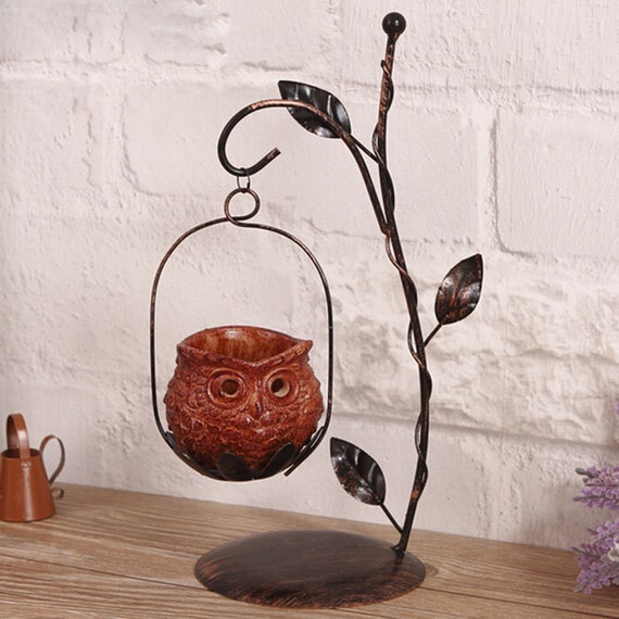 Vintage owl hanging candle holder iron by PersonalizedPancake