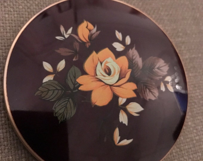 Stratton Vintage Brown Floral Compact