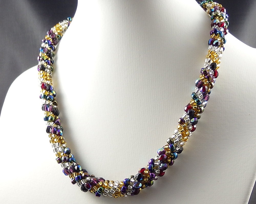 Beaded Kumihimo Necklace Beaded Choker Handcrafted