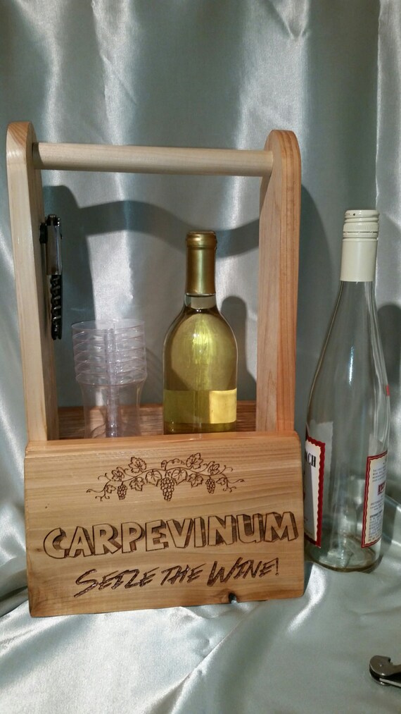 2 Bottle Wine Carrier Laser engraved Cedar