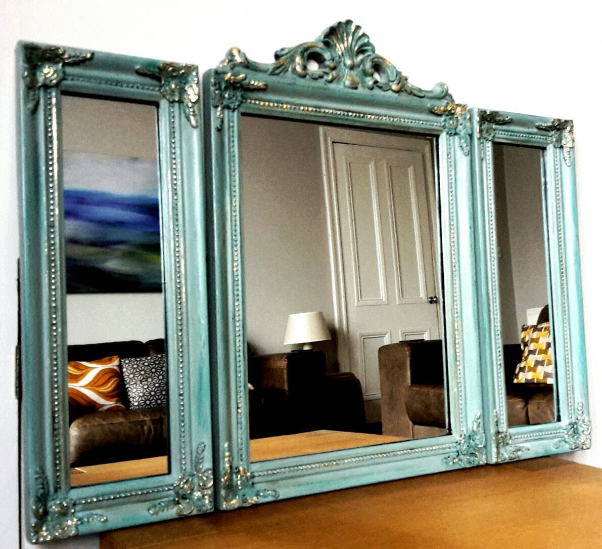 Shabby chic mirror ornate frame decorative mirror triptych