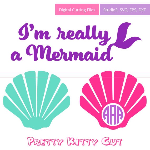 Download I'm Really a Mermaid SVG Monogram Frames Cut File svg