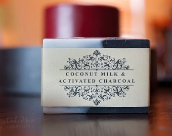 Coconut Milk & Activated Charcoal Soap - Vegan Soap - Coconut Scented