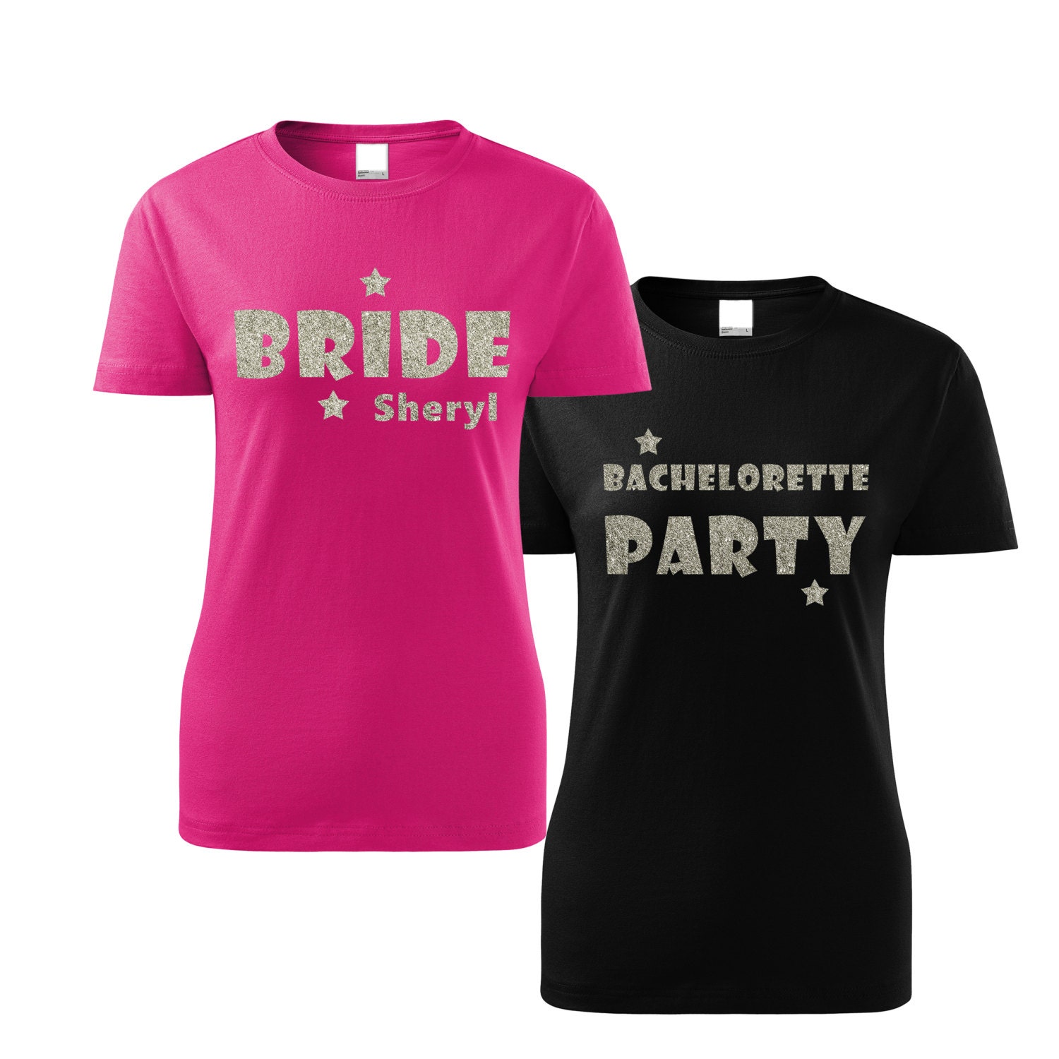 Bridal Party Shirts Set of 6 Silver Glitter by TshirtsByLoveArts