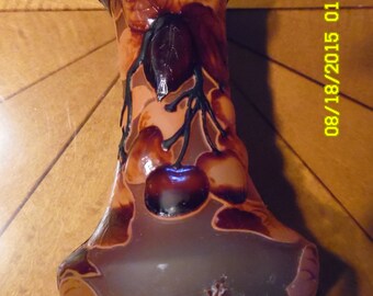 Emile Galle "Cherries" Vase, Signed. 1846-1904 French Glass Artist, Art Nouveau. Cameo Glass, Heavy, Opaque, Carved & Etched.